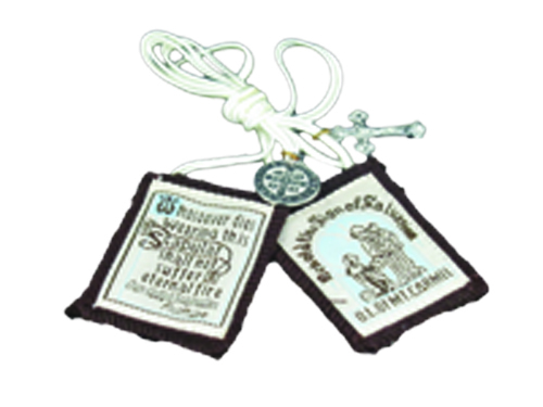 Our Lady of Mount Carmel scapular, white cord
