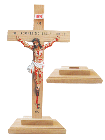 BASE ONLY for Agonizing Crucifix in RED OAK