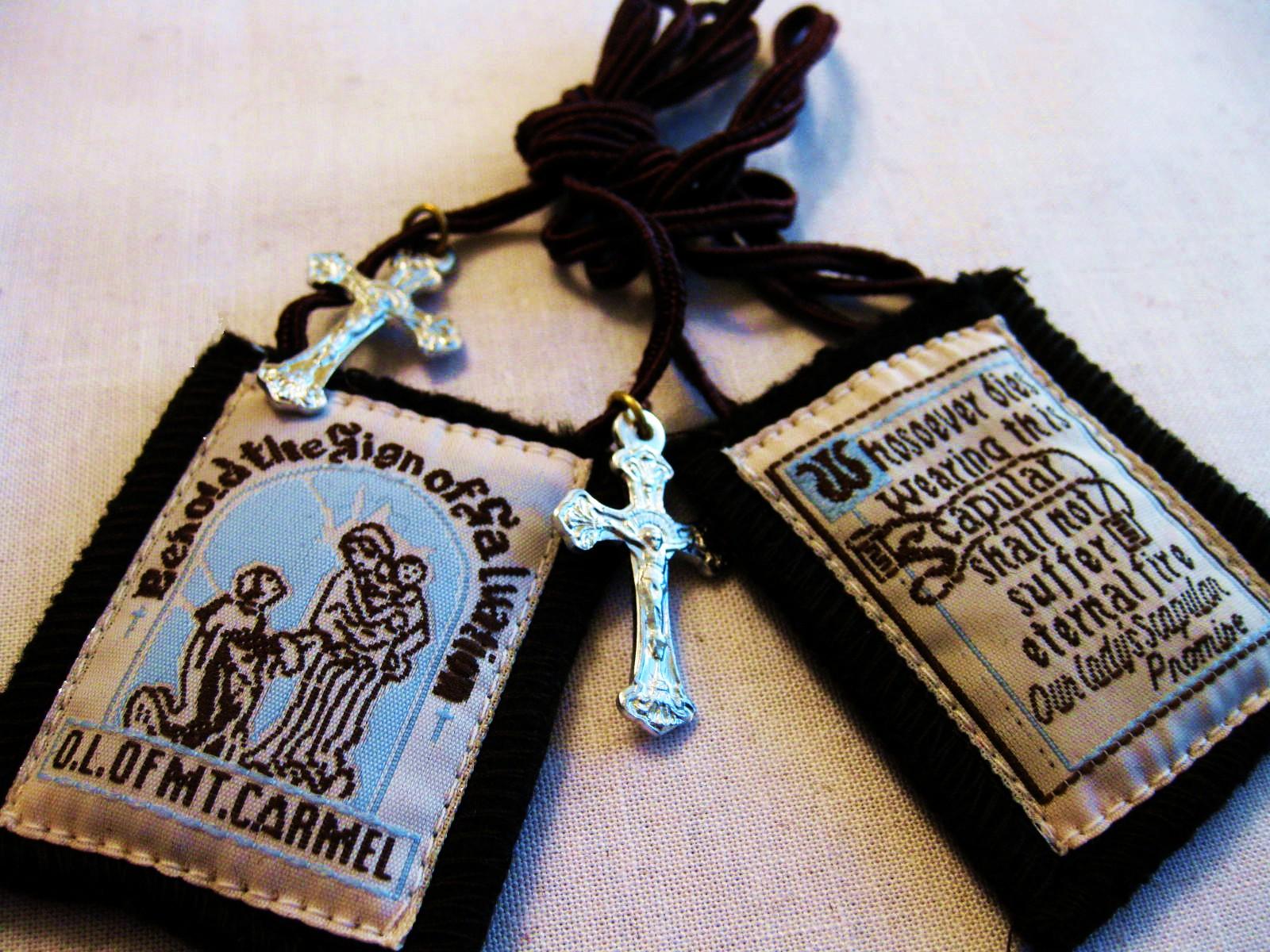 Our Lady of Mount Carmel Scapular, brown cord